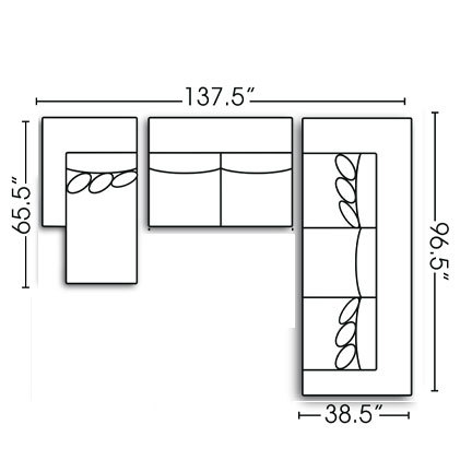 Layout K: Three Piece Sectional 65.5" x 137.5" x 96.5"