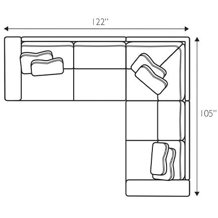 Layout A:  Three Piece Sectional 122" x 105"