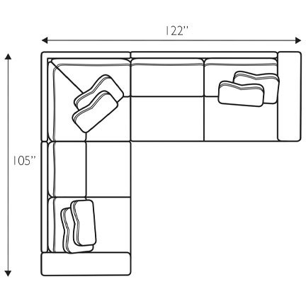 Layout B:  Three Piece Sectional 105" x 122"