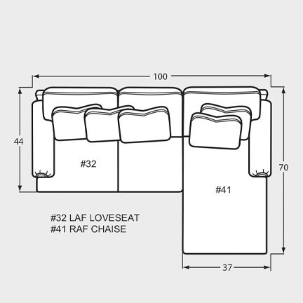 Layout C: Two Piece Sectional 100" x 70"