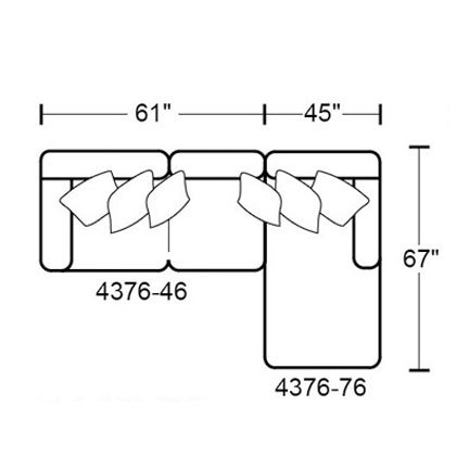 Layout A:  Two Piece Sectional 96" x 67"