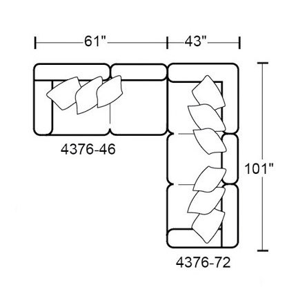 Layout J:  Two Piece Sectional 104" x 101"
