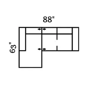 Layout H: Two Piece Sectional 63" x 88"
