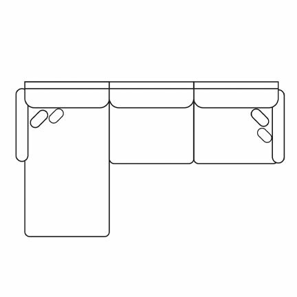 Layout A:  Two Piece Sectional 65" x 95" (2 USB Chargers)