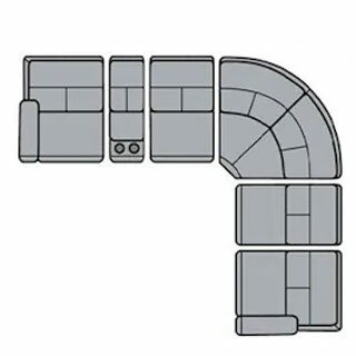 Layout G: Six Piece Reclining Sectional 136" x 123" (3 Recliners)