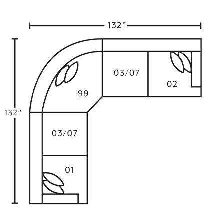 Layout A: Five Piece Reclining Sectional (2 Recliners)