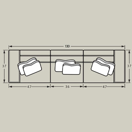 Layout A: Three Piece Sectional 130" Wide