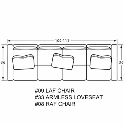 Layout C: Three Piece Sectional 109" Wide