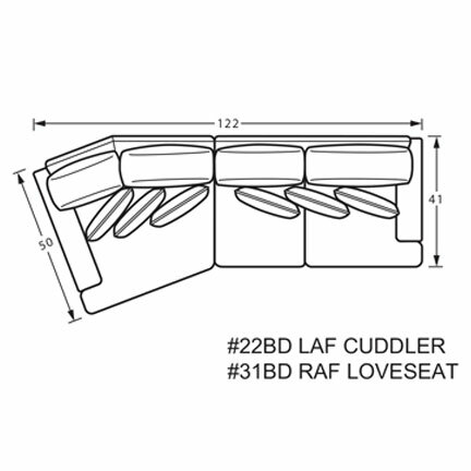 Layout B: Two Piece Sectional 50" x 122"