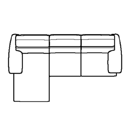 Layout E: Three Piece Sectional (1 recliner) 63" x 96"