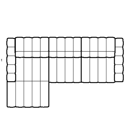 Layout B: Three Piece Sectional 66" x 110"
