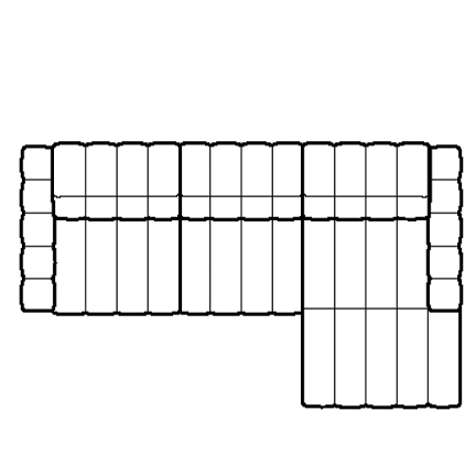 Layout A: Three Piece Sectional (1 recliner) 110" x 66"