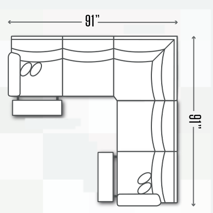Layout A: Three Piece Sectional 91" x 91" (2 recliners)