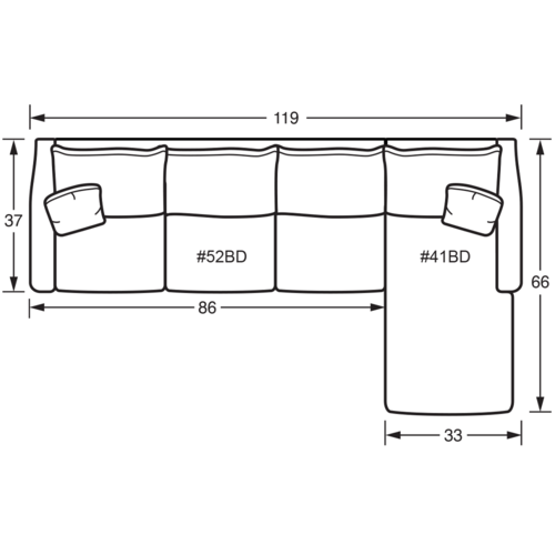 Layout C: Two Piece Sectional 119" x 66"
