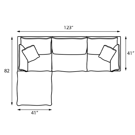 Layout A: Four Piece Sectional 82" x 123"