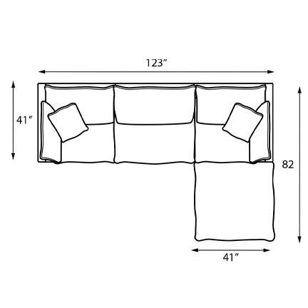 Layout B:  Four Piece Sectional 123" x 82"