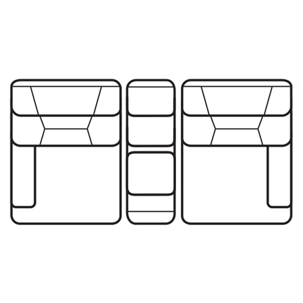 Layout A: Three Piece Reclining Sectional 77" wide (2 recliners)