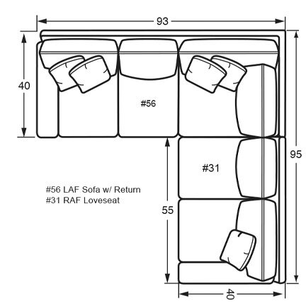 Layout B: Two Piece Sectional 93" x 95"