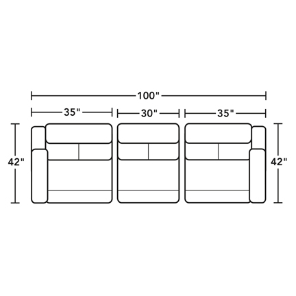 Layout A:  Three Piece Sectional 100" wide (two recliners)
