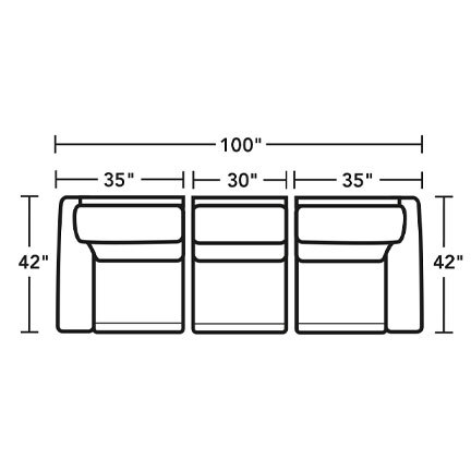 Layout A: Three Piece Sectional 100" wide (two recliners)