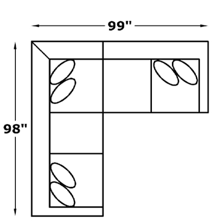 Layout A:  Two Piece Sectional 98" x 99"