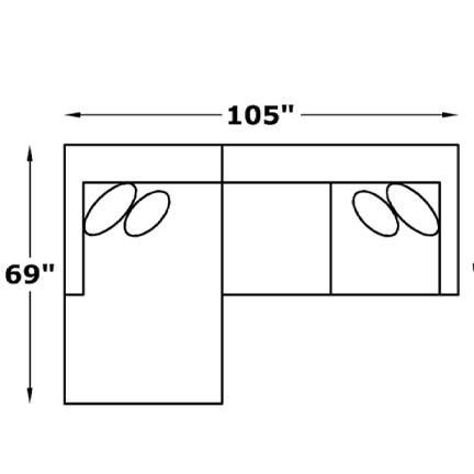 Layout A: Two Piece Sectional 69" x 105"