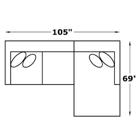 Layout B: Two Piece Sectional 105" x 69"