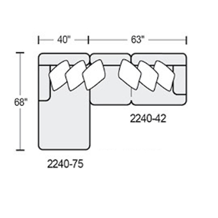 Layout A:  Two Piece Sectional 68" x 103"