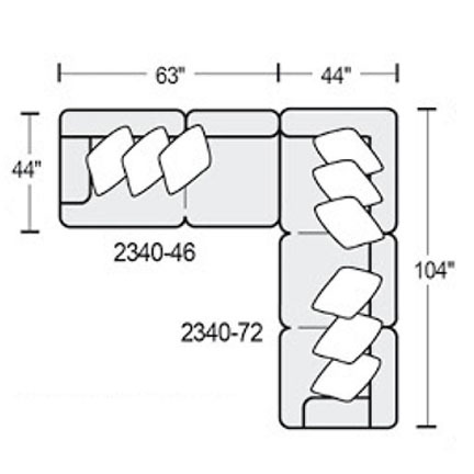 Layout C:  Three Piece Sectional 107" x 107"