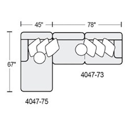 Layout A: Two Piece Sectional 67" x 123"