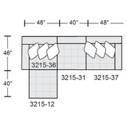 Layout A:  Four Piece Sectional 86" x 136"