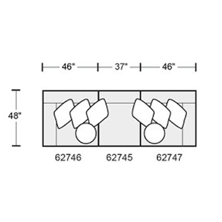 Layout A: Three Piece Sectional 128" wide (3 recliners)