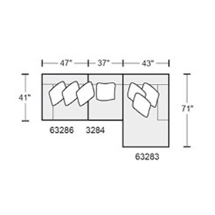 Layout A: Three Piece Sectional 121" x 71" (2 recliners)