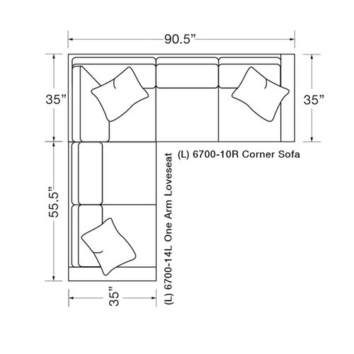 Layout C: Two Piece Sectional (91" x 90.5")