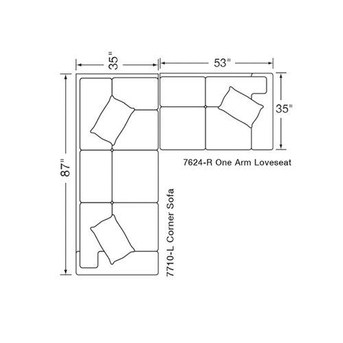 Layout C: Two Piece Sectional (87" x 88")