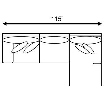 Layout A:  Two Piece Sectional - 115" x 68"