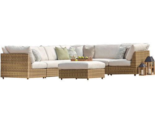 Layout A:  Five Piece Outdoor Sectional (Ottoman Available). 114" x 114"