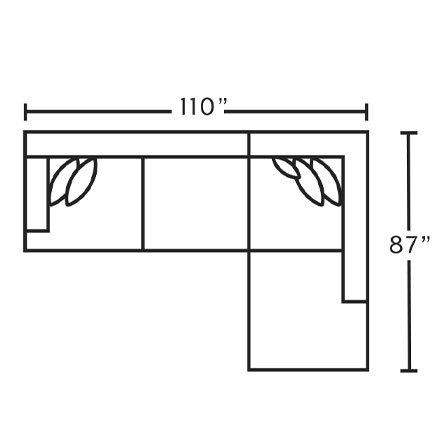 Layout B:  Two Piece Sectional 110" x 87"