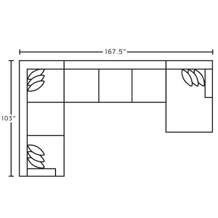 Layout A: Three Piece Chaise Sectional 103" x 167.5"
