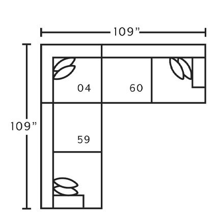 Layout A:  Three Piece Sectional 109" x 109"