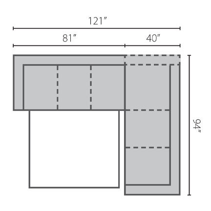 Layout A:  Two Piece Sleeper Sectional 121" x 94"