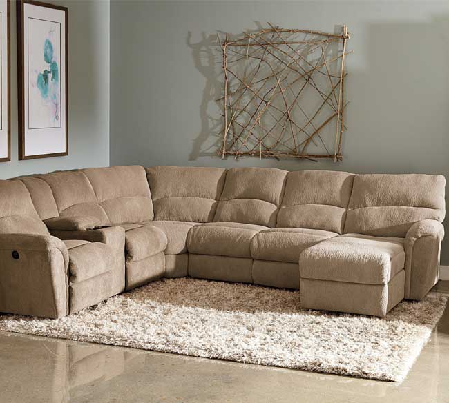 suede sectional couch with recliner