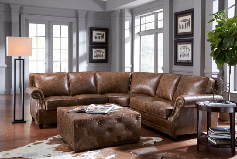 Prato 5070 Leather Sectional In Cocoa Brompton Sofas And Sectionals