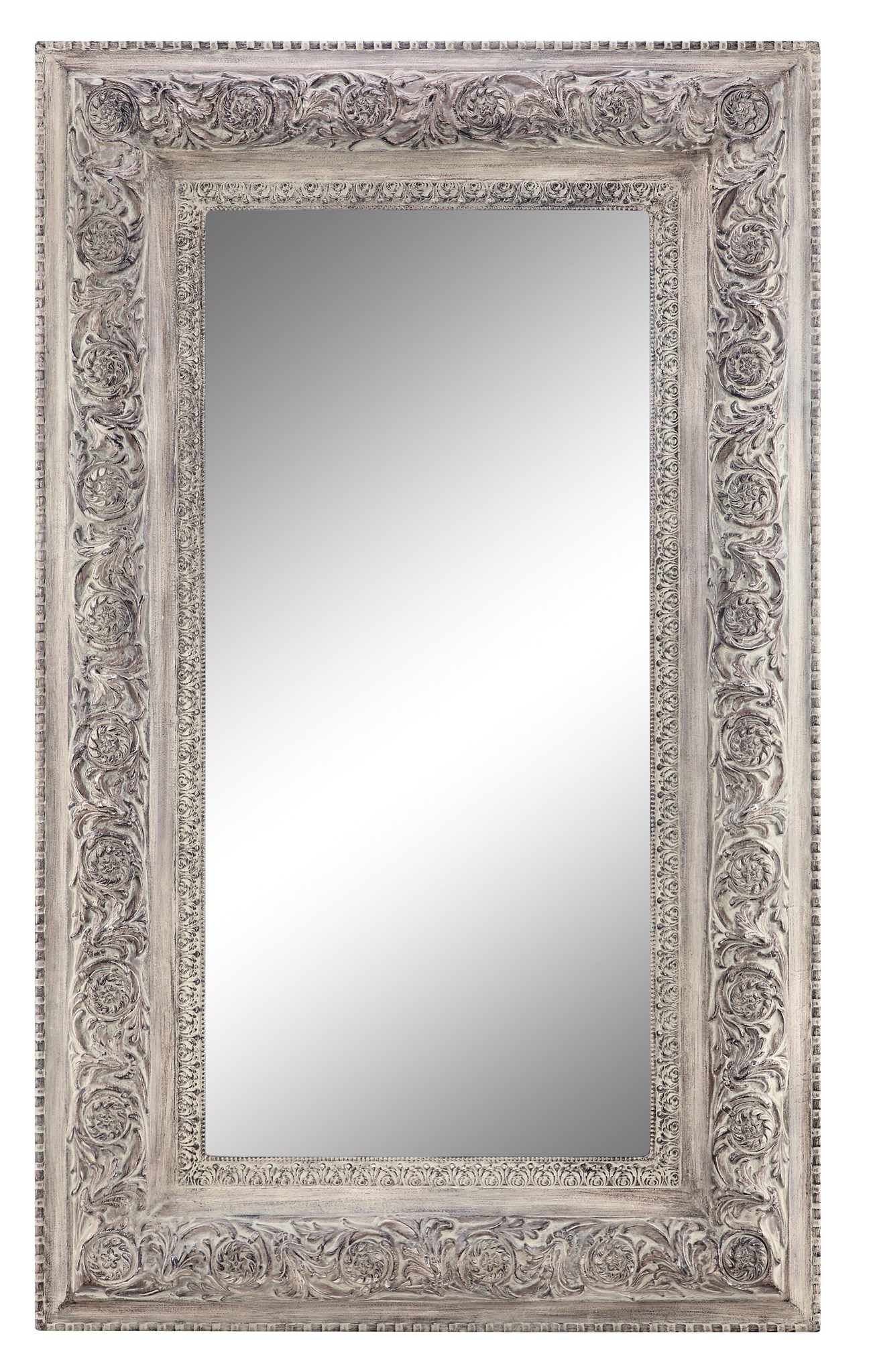 Samira Antique White Floor Mirror 13273 Sofas And Sectionals