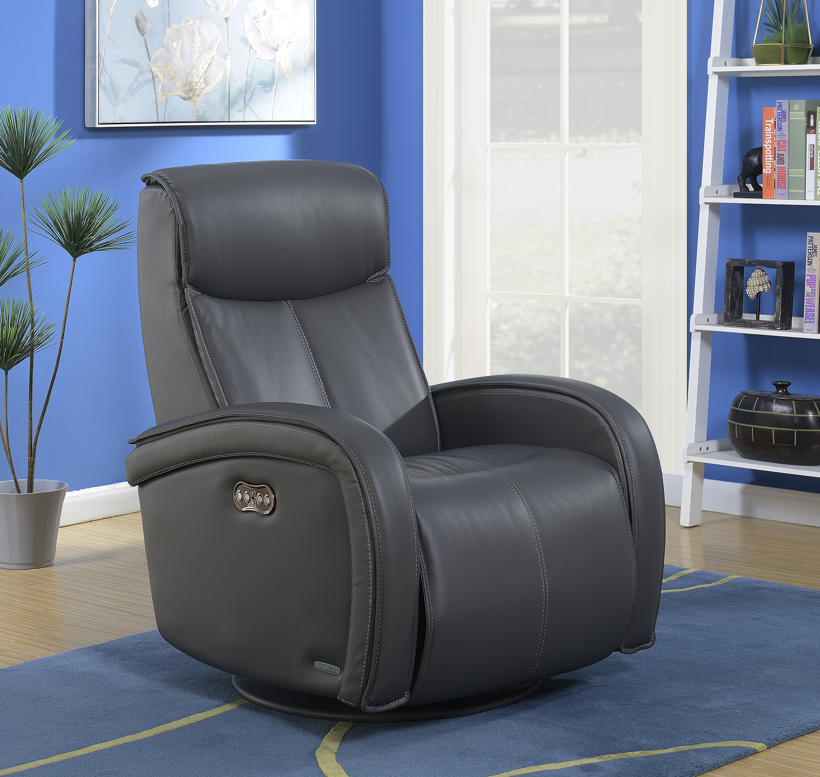 Nico Grey Leather Swivel Glider Recliner Sofas And Sectionals