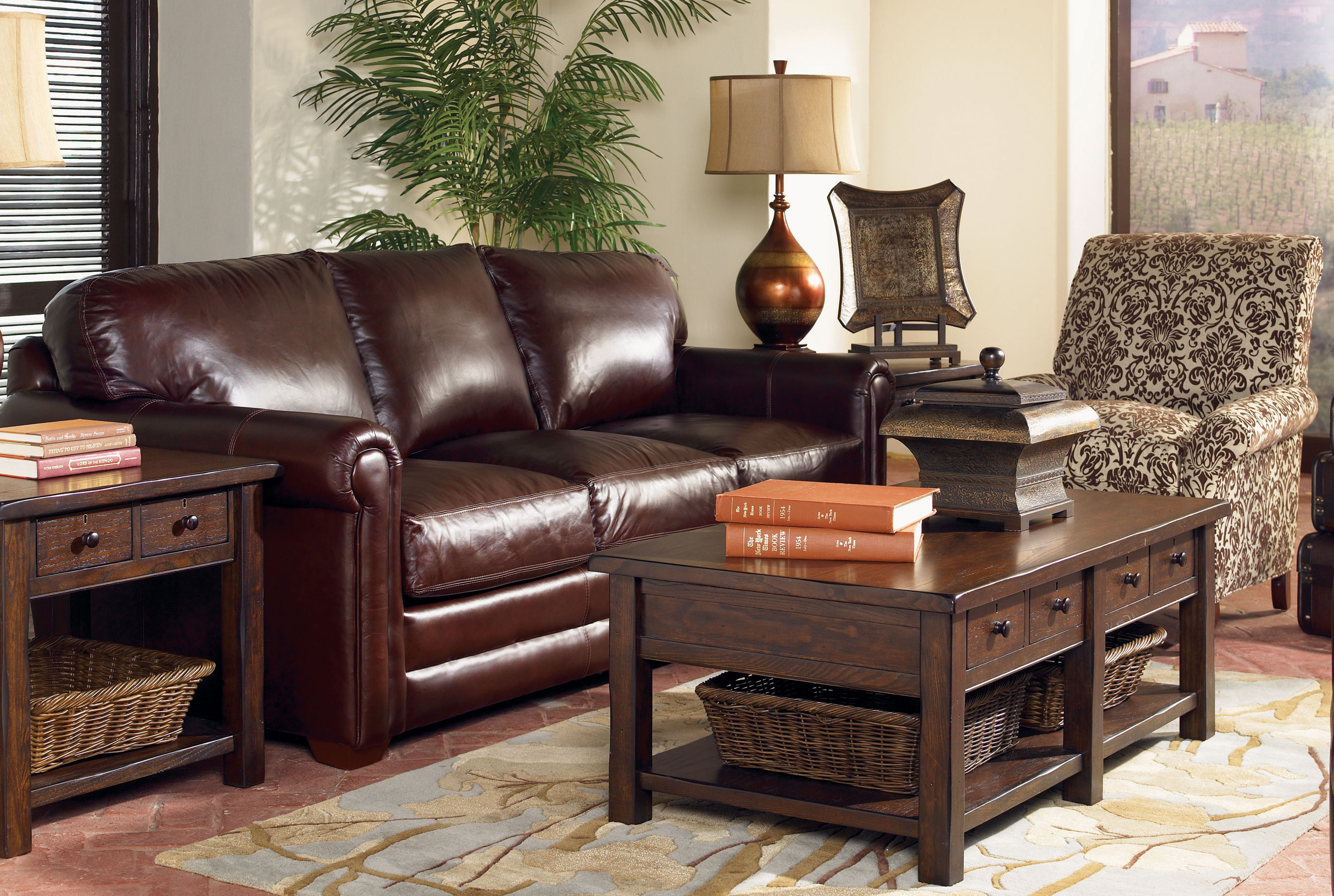 Cassidy Leather Sofa with Down Cushions Sofas and Sectionals