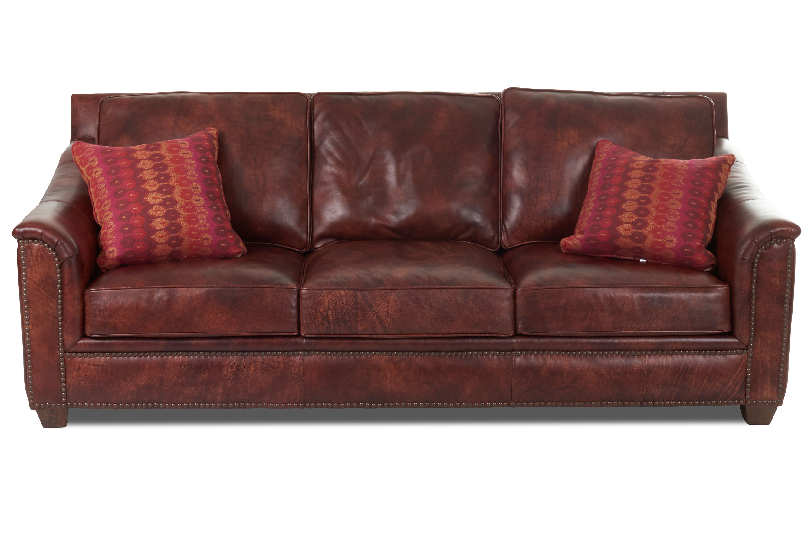 Wilkesboro Leather Sofa with Down Cushions Sofas and Sectionals