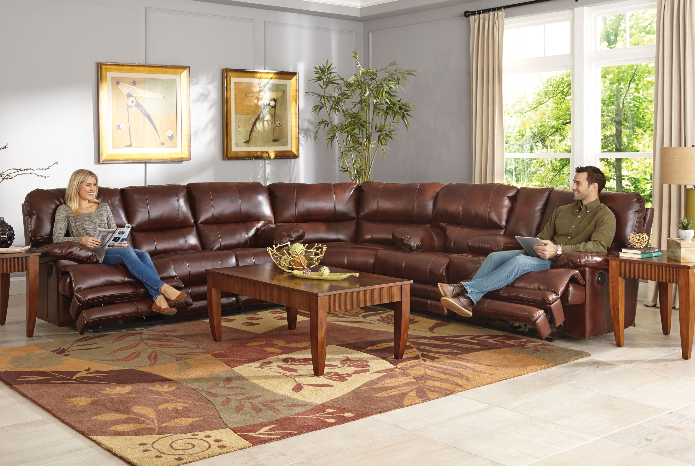 Austin 3 Piece Reclining Sectional with Exended Sofas and Sectionals