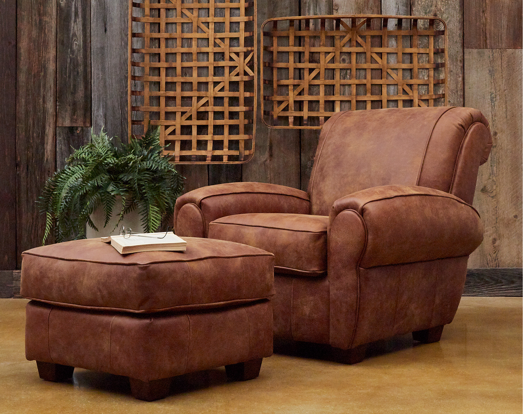 Aiden Leather Accent Chair And Ottoman 2 Sofas And Sectionals