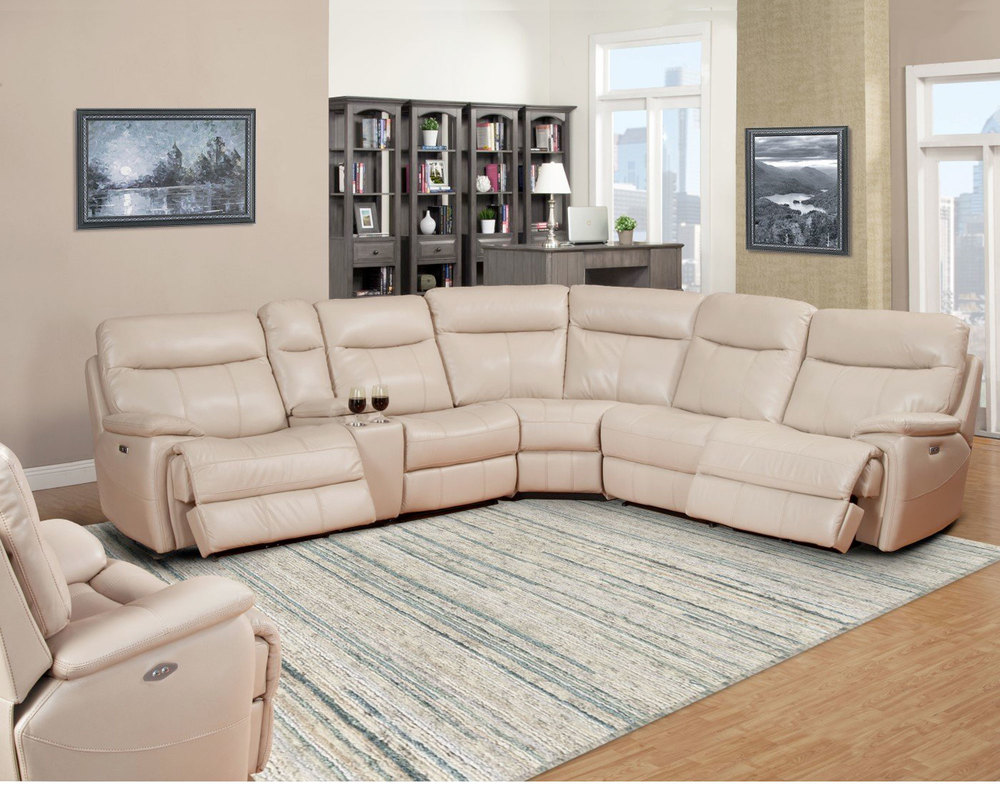 Dylan Crème 6pc Reclining Sectional with Power Sofas and Sectionals